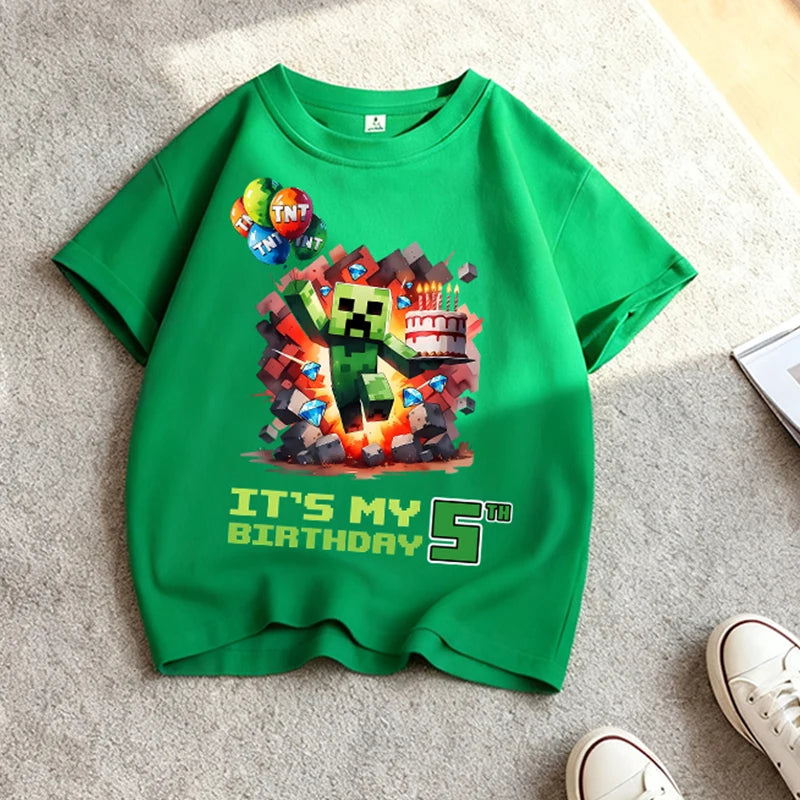 Kids Birthday Number T-Shirt Cotton Top for Party & Celebration