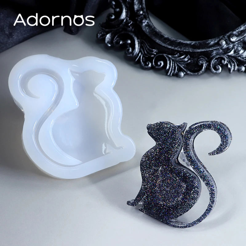 Halloween Resin Silicone Molds Kitten Cat Jewelry & Keychain Crafting Mold