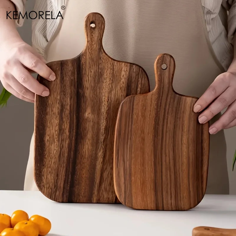 Wooden Cutting Board with Handle for Fish Cheese Bread Fruits Vegetables - Food-Safe Durable Kitchen Tool