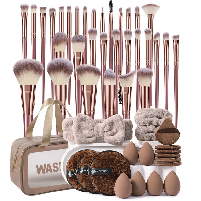 51-Piece Makeup Brush Set with Sponges & Tools for Flawless Face Makeup