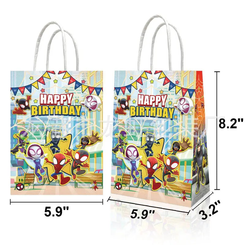 Spider Man Avengers Gift Bags - Kraft Paper Party Packaging Supplies
