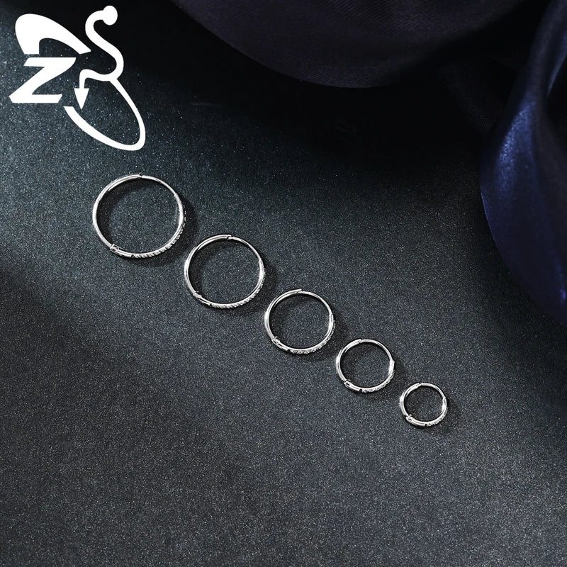 Stainless Steel Hoop Earrings 6/8/10/12MM Round Stud Jewelry for Piercings