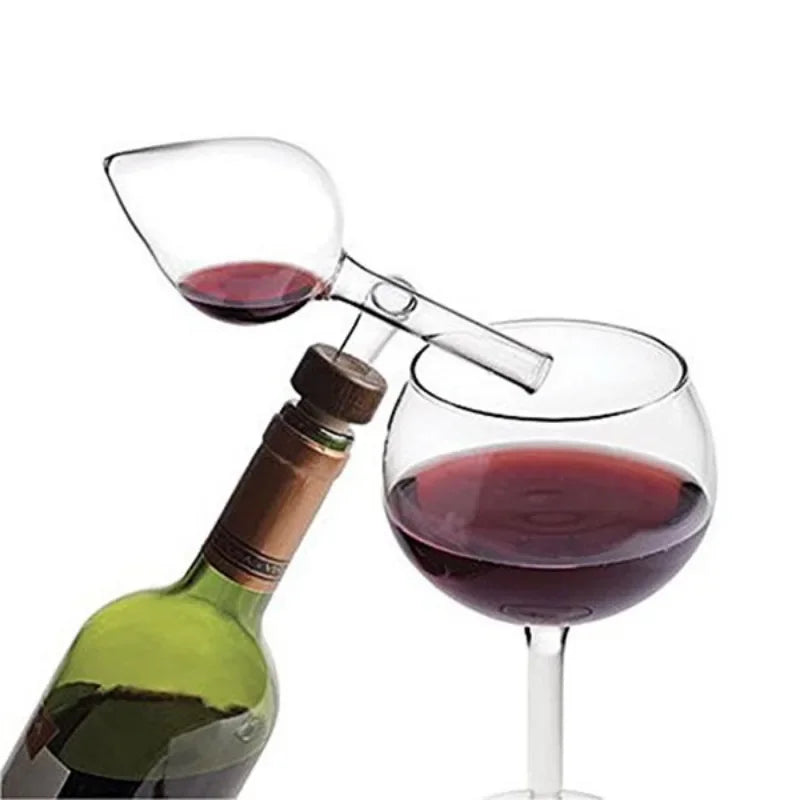 Portable Red Wine Aerator & Decanter Spout - Peach & Round Glass Pourer