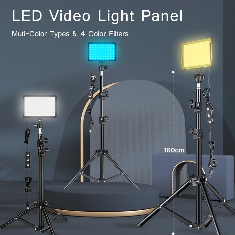 RGB LED Photography Video Light Panel Kit with Tripod Stand for Studio and Streaming