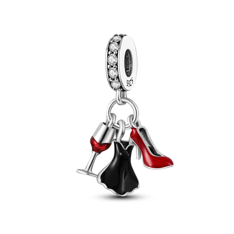 Sterling Silver Cowboy Boot Pendant Charm for Jewelry DIY Crafts Gift