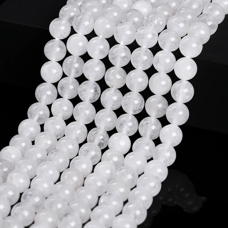Natural Stone Beads for Jewelry Making - White Jade Round Loose Spacer Beads
