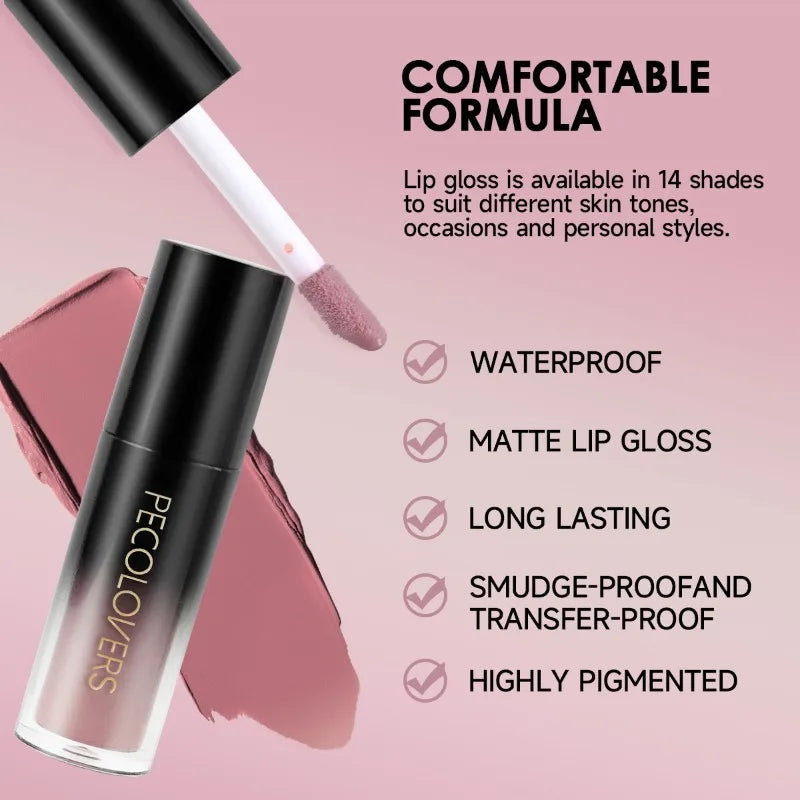 Waterproof Lipstick Set with 14 Colors Long-Lasting Gloss Non-stick Lip Makeup