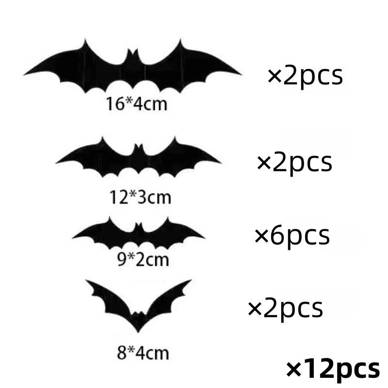 12pcs Hanging Halloween Bats Outdoor Decor Large Flying Plastic Bats for Trees Porches Lawns