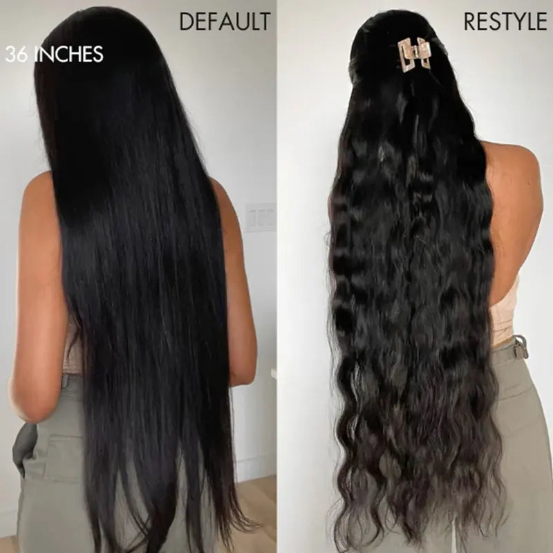 40 Inch Brazilian Human Hair Lace Front Wig HD Transparent Lace Glueless Full Frontal 250% Density