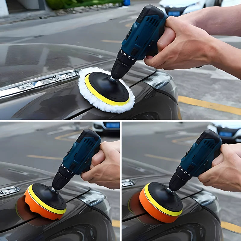 12pcs Car Polishing Buffing Pad Kit – Foam & Wool for Waxing Sealing & Glazing