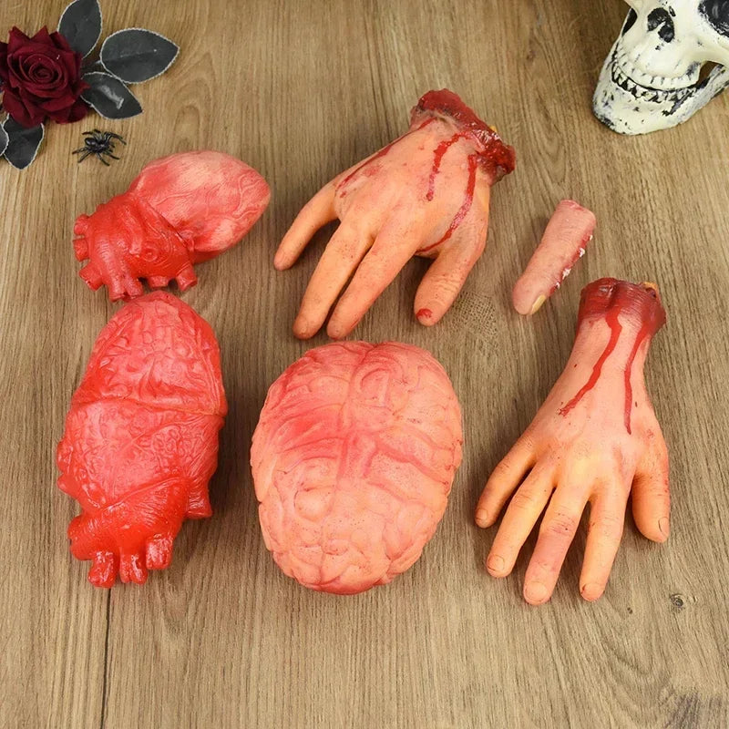 Halloween Body Parts Prop Set Scary Fake Organ Hands Feet Severed Decorations