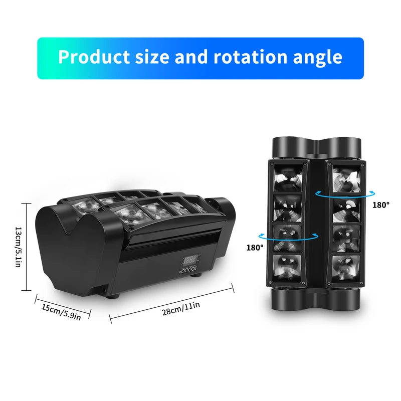 Mini Spider LED Stage Light 80W RGBW Moving Head DMX Stage Lighting for DJ Party Wedding