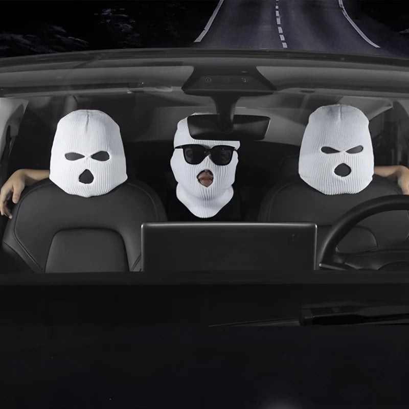 Universal Car Headrest Cover Face Mask Ski Mask Holiday Decoration for Tesla BMW Ford Volkswagen Kia