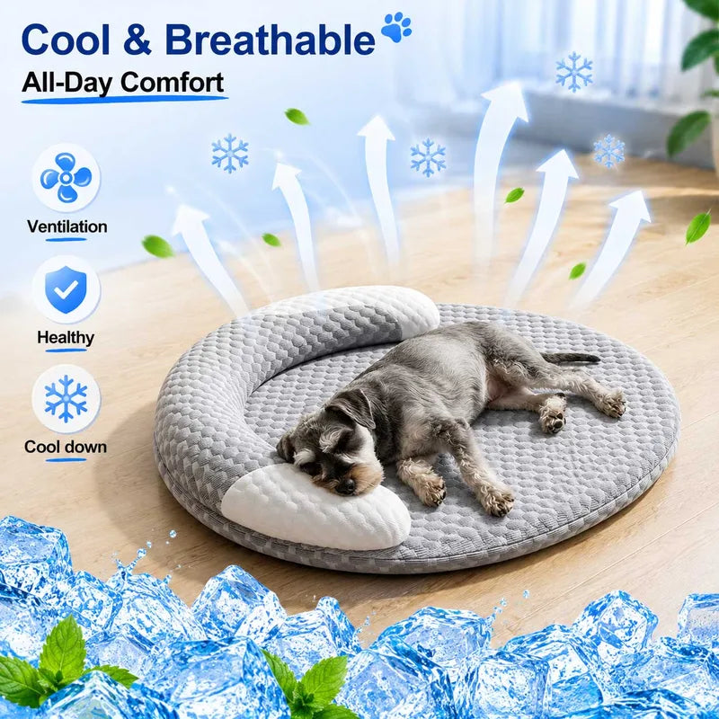 Summer Cooling Pet Mat with Ice Silk Fabric & Breathable Design for Dogs & Cats
