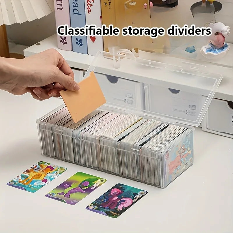 Transparent Storage Box with Lid and Removable Divider for Cards Jewelry Beads and More