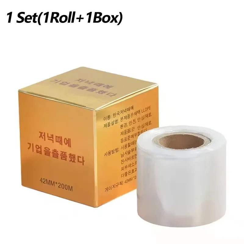 Tattoo & Microblading Plastic Wrap Film - Clear, Ivory, Gold, Black, Brown Variants, 20cm x 4.2cm x 6cm, 200m Roll