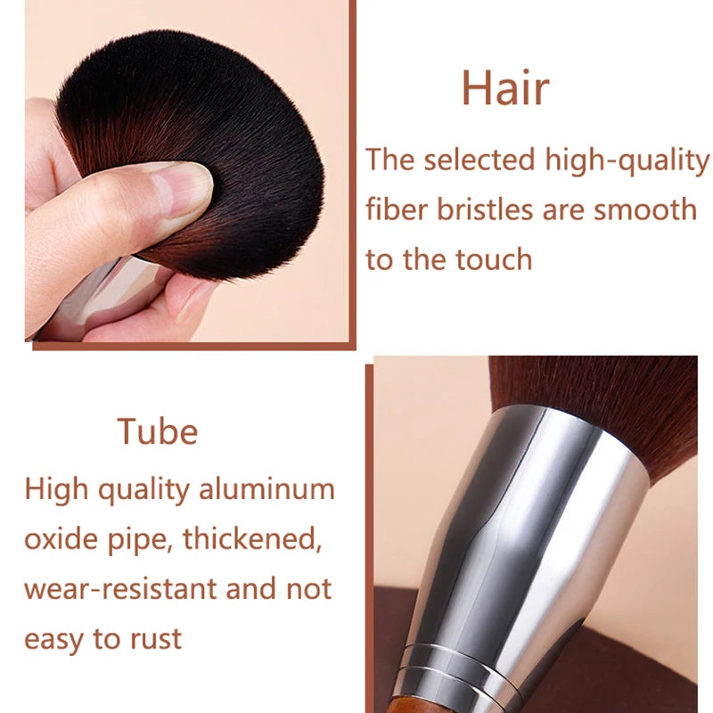 Professional Soft Makeup Brush Set for Foundation & Concealer - Wood Handle