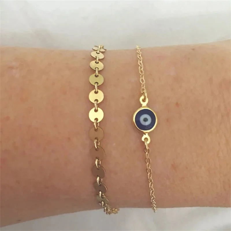 Turkish Evil Eye Charm Bracelet for Women Boho Lucky Summer Jewelry