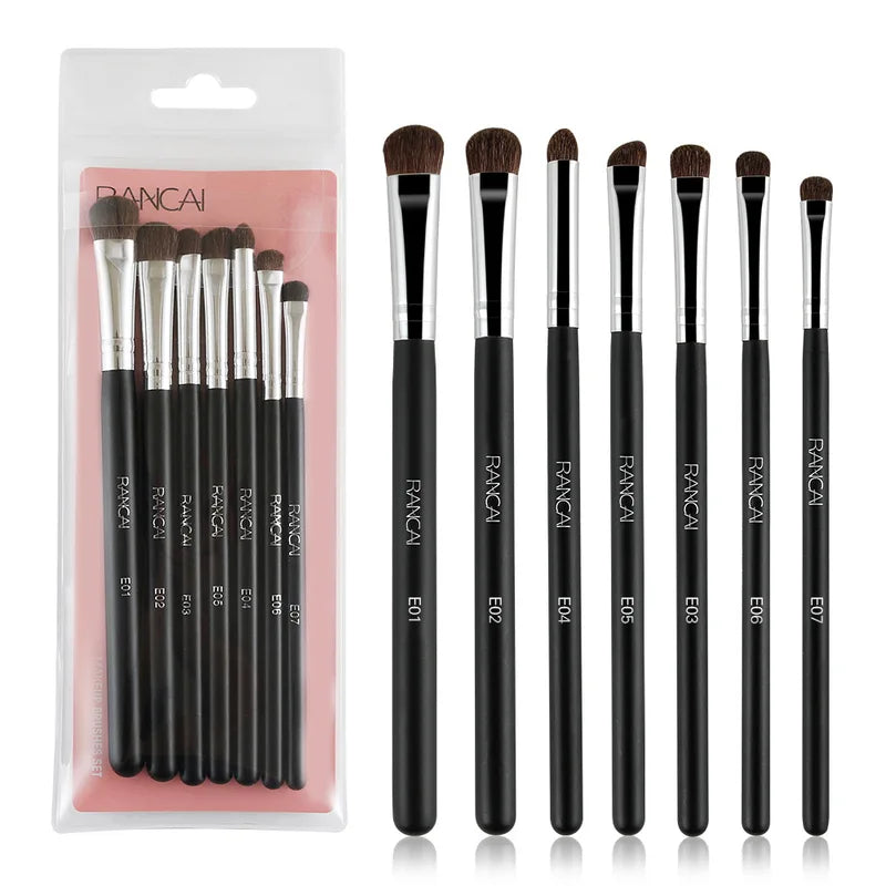 7-Piece Eye Makeup Brush Set with Soft Bristles for Eyeliner, Eyebrow, Contour — Portable Makeup Kit