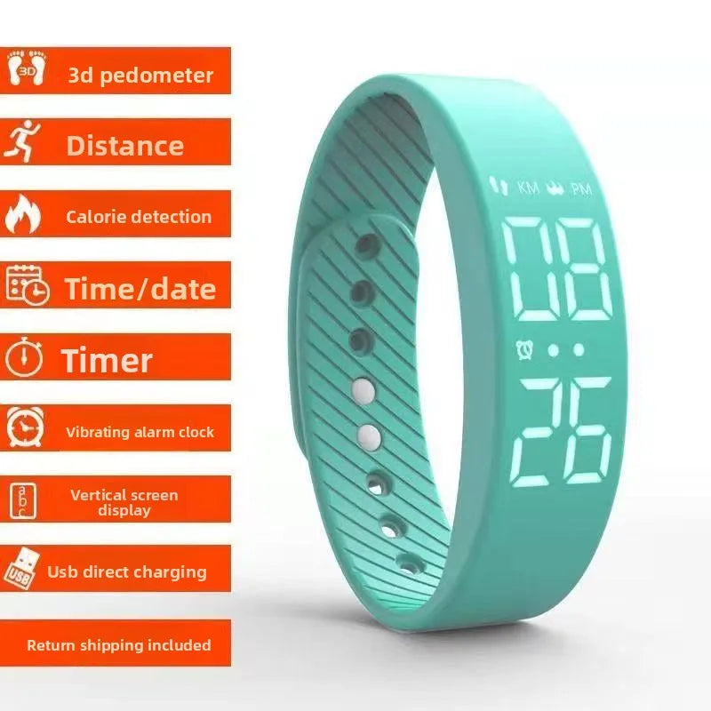 Unisex Digital Sport Watch Waterproof Silent Vibration Alarm Pedometer