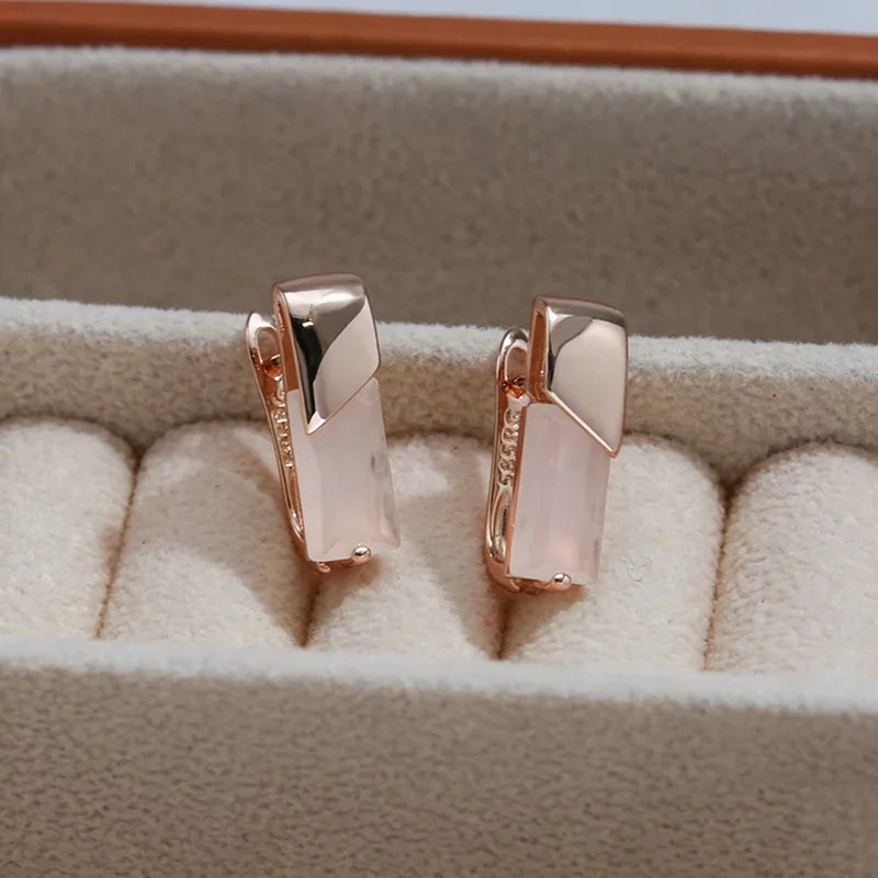 Square Drop Earrings for Women Zircon Jewelry in Rose Gold - Elegant Gift