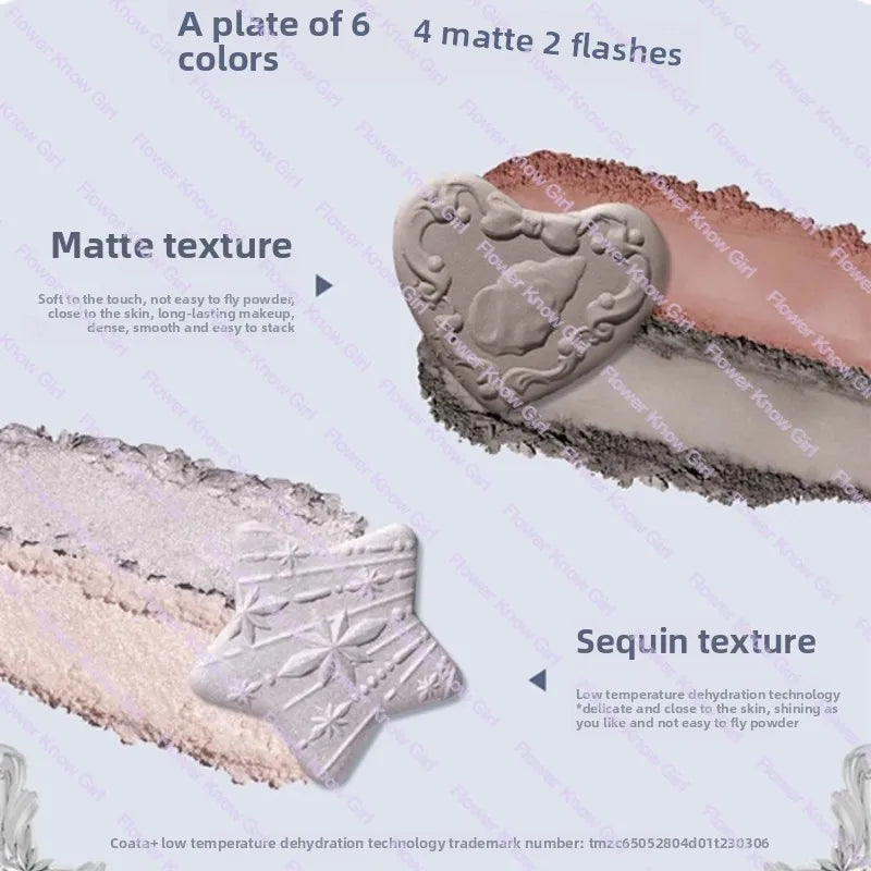 Matte Pearl Eyeshadow Palette - 6 Color Variants Long-Lasting Eye Makeup