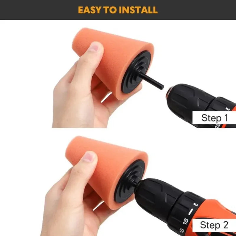 Car Wheel Polishing Sponge Cones Set - Metal & Plastic Grinding Heads