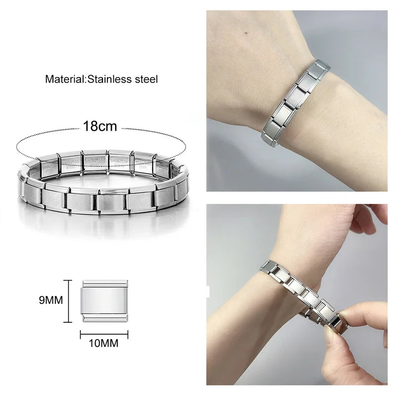 Women Men Stainless Steel Bangles Charms Jewelry Bracelets - Gold & Green Variants