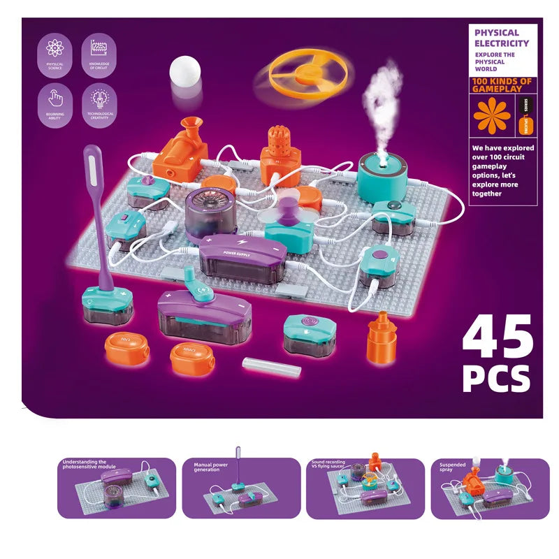 STEM Electronic Building Blocks Kit for Kids Physics Circuit Experiments