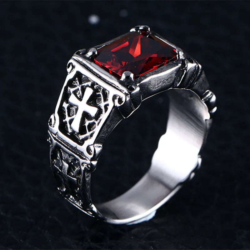Men's Cross Pattern Zircon Ring Charm - Party Jewelry Accessory Gift