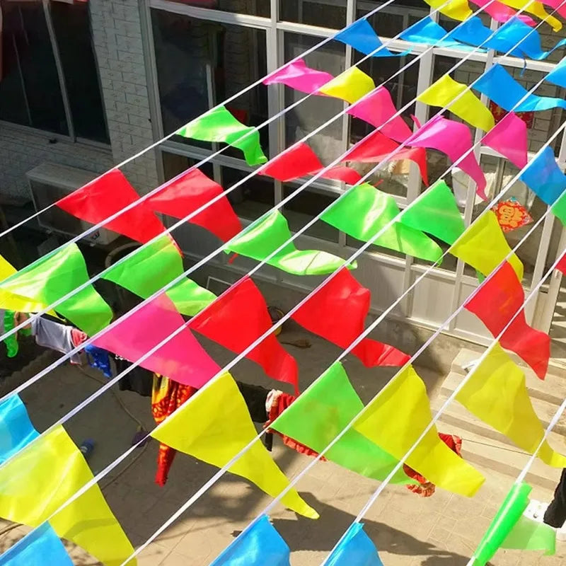 Multi-Color Garden Flag Banners 50m Outdoor Triangle Flags for Festivals & Parties