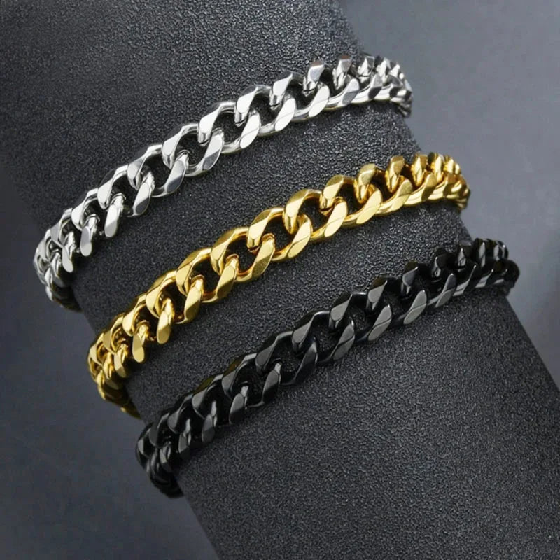 Unisex Men Women Cuban Chain Bracelet Stainless Steel Jewelry for Couples
