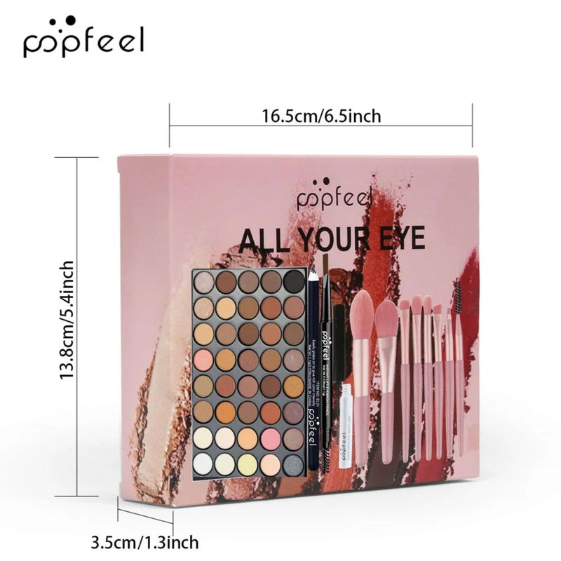 40-Color Eye Makeup Palette Set with Eyebrow Pencil Eyeliner Mascara & Brushes