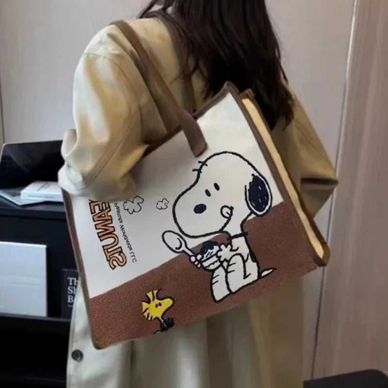Large Capacity Cartoon Snoopy Woodstock Tote Bag for Students and Commuters