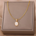 Oval Opal Necklace for Women - Stainless Steel Pendant Jewelry Gift