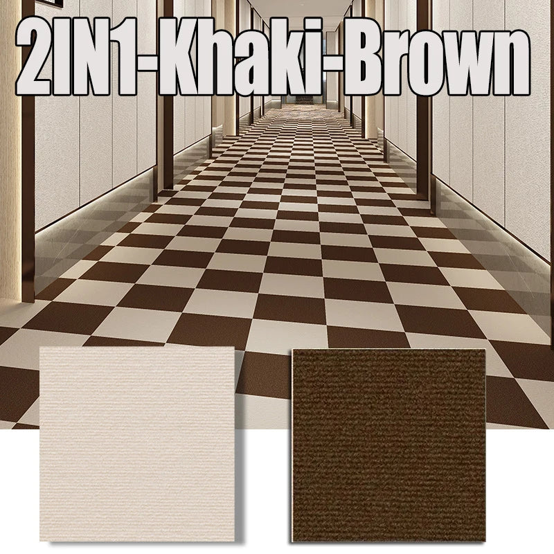 Self Adhesive Carpet Floor Tiles - Interlocking DIY Rug Mats for Kitchen & Home