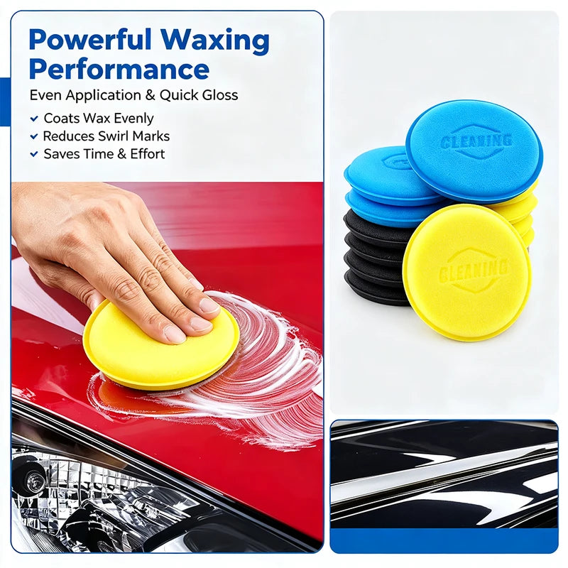 Car Wax Applicator Pads 6 Pack - High-Density Foam Polishing Sponges for Vehicle Detailing