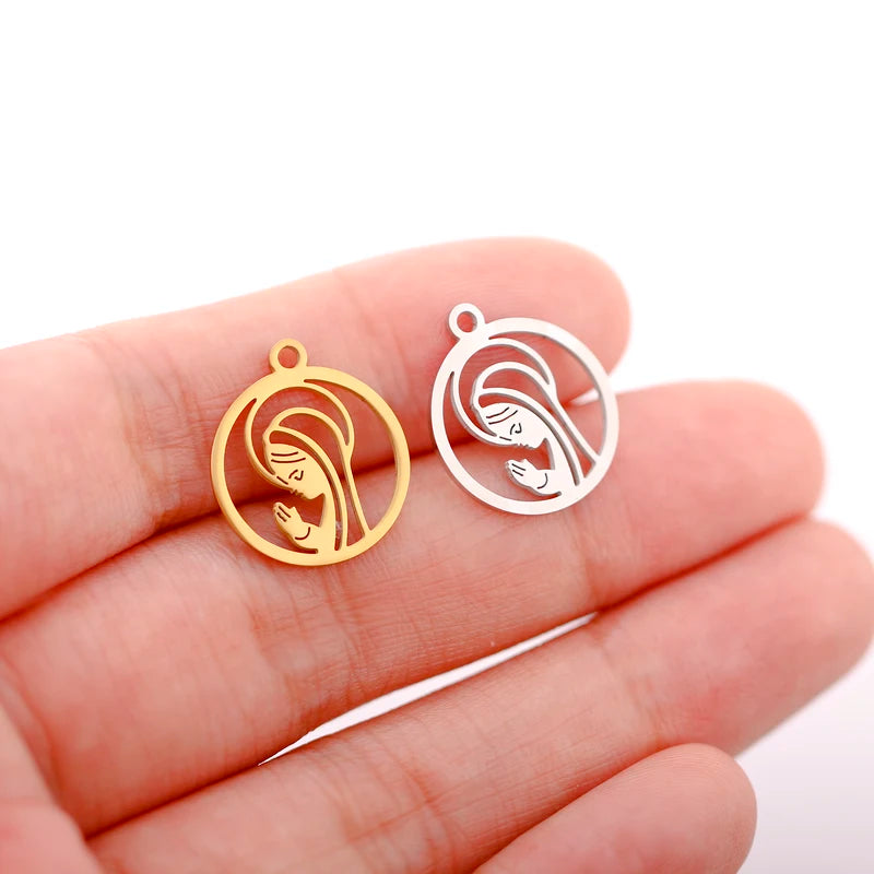 Stainless Steel Baby Foot & Angel Charms Set for DIY Jewelry Making - 5 Pieces
