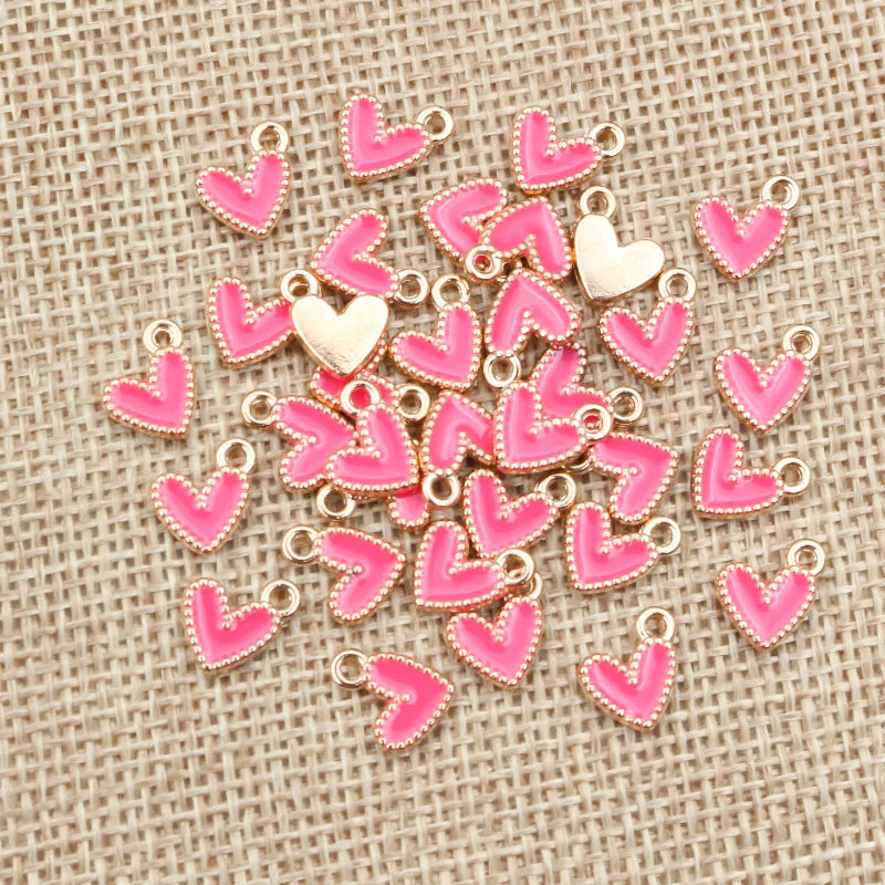 50 Pcs Colorful Alloy Heart Charms for Jewelry Making - DIY Pendants & Accessories