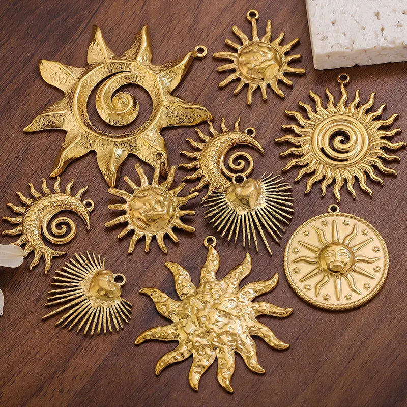 5pcs Stainless Steel Sun Moon Charms for Jewelry Making Supplies Connectors Earrings
