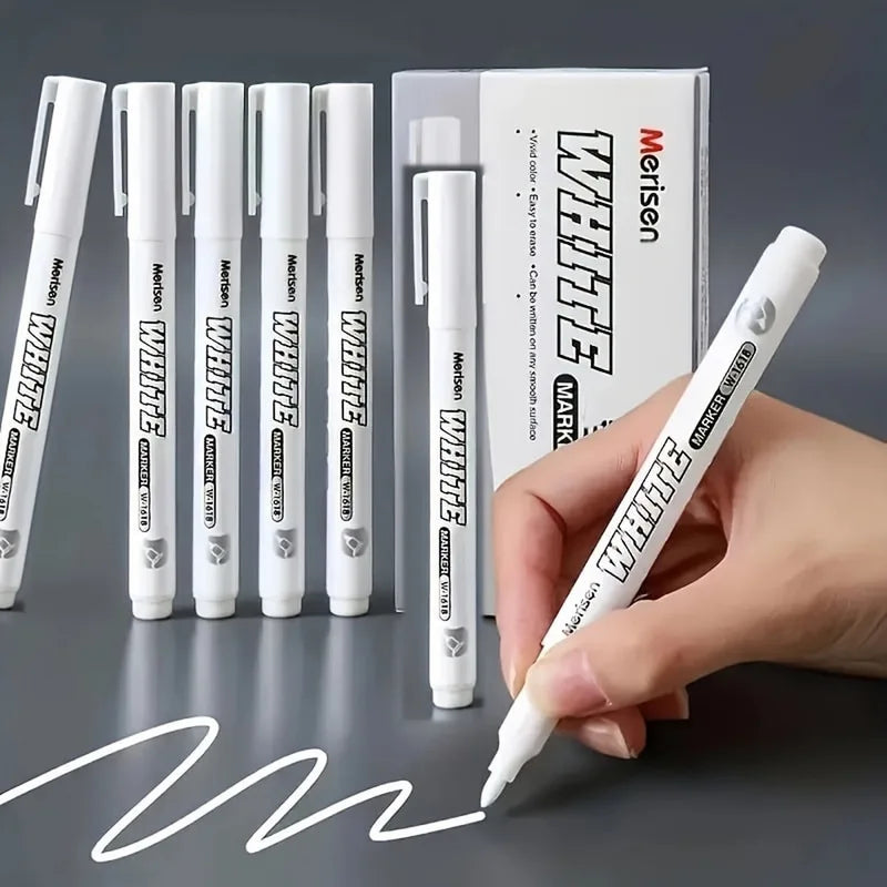 Waterproof White Marker Pen Set for Tire Painting Fabric Wood Leather - Permanent Alcohol Graffiti