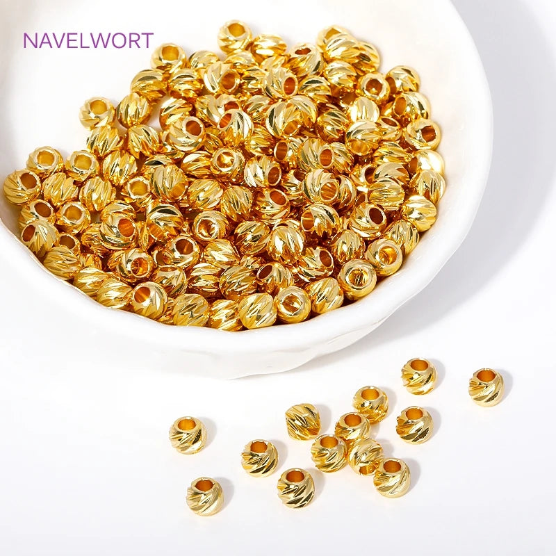 Bead Spacers Brass Round Stripe Jewelry Findings for DIY Jewelry Making