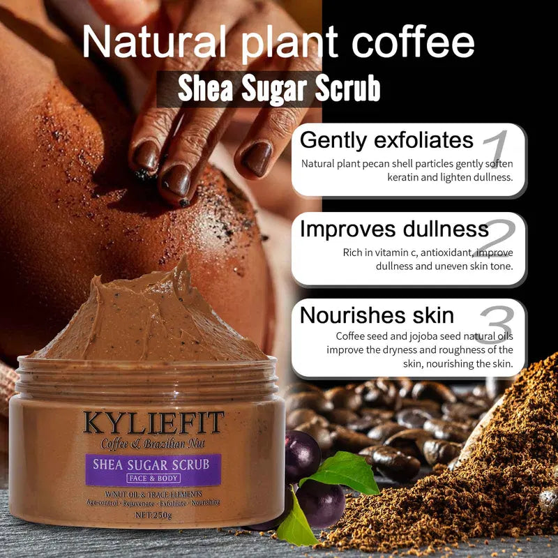 Natural Body & Face Scrub Set - Moisturizing Exfoliating Brightening 250ml