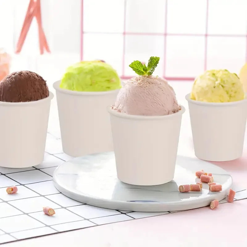 Disposable Mini Paper Cups 50/100pcs for Coffee Candy Tasting Party, Thick & Durable