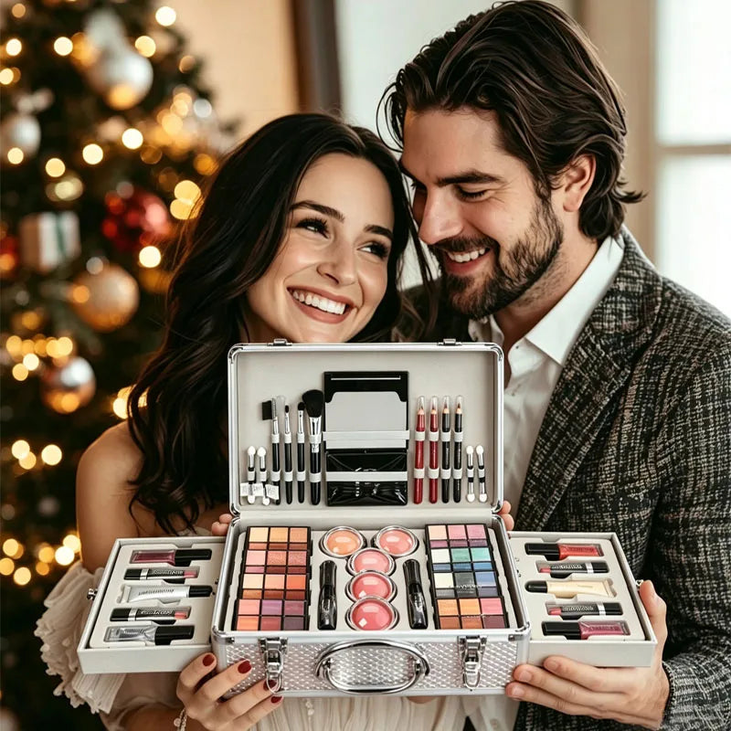 All-In-One Makeup Gift Set with Mirror, Lipstick, Eyeshadow, Blush & Tools - Perfect for Beginners & Teenagers