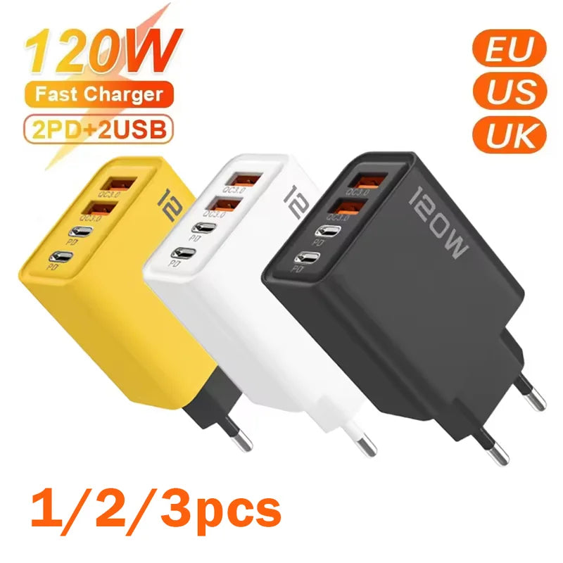 120W USB-C Fast Charger Adapter - Fast Charging for iPhone, Samsung, Xiaomi