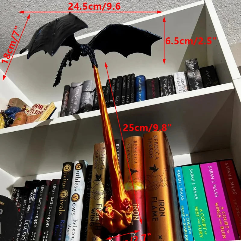 Dragon Flame Bookend Decor - Creative Fire Dragon Bookshelf Ornament Gift