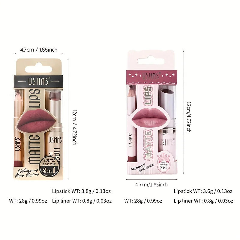 Matte Lipstick Set with Lip Liners – Long-Lasting Waterproof Lip Makeup Kit