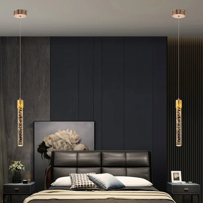 Modern Crystal Pendant Light Fixture for Living Room and Bedroom - Adjustable Color & Brightness