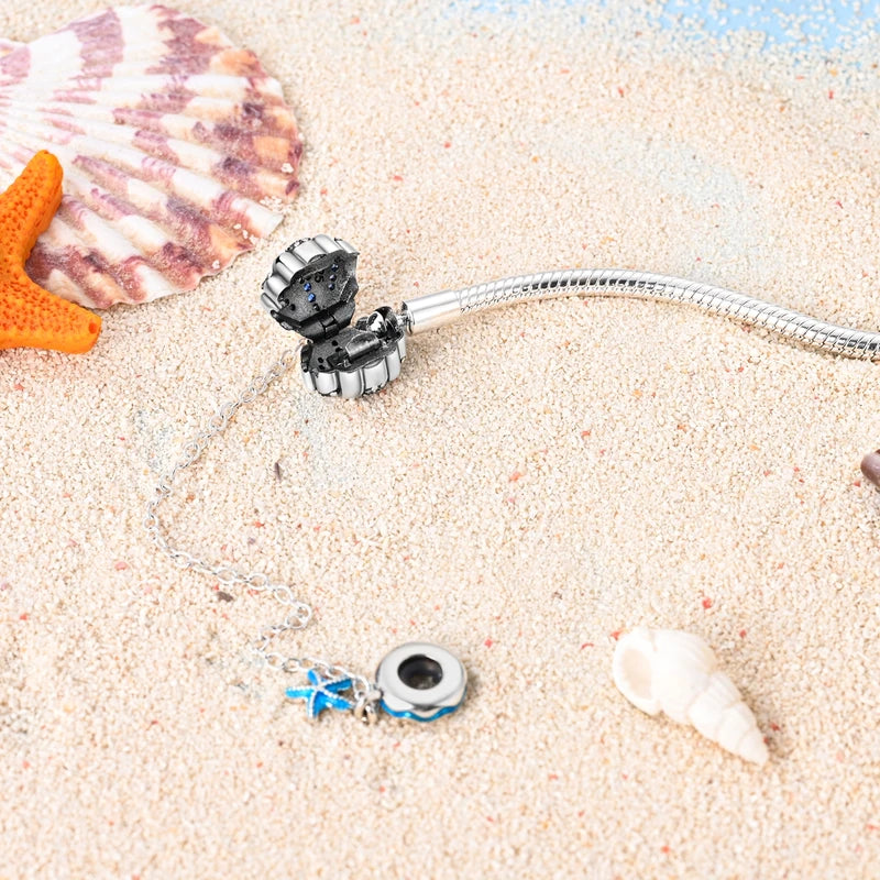 Silver Ocean Series Shell Sea Star Sea Turtle Charm Bracelet for Women DIY Jewelry Making Gift